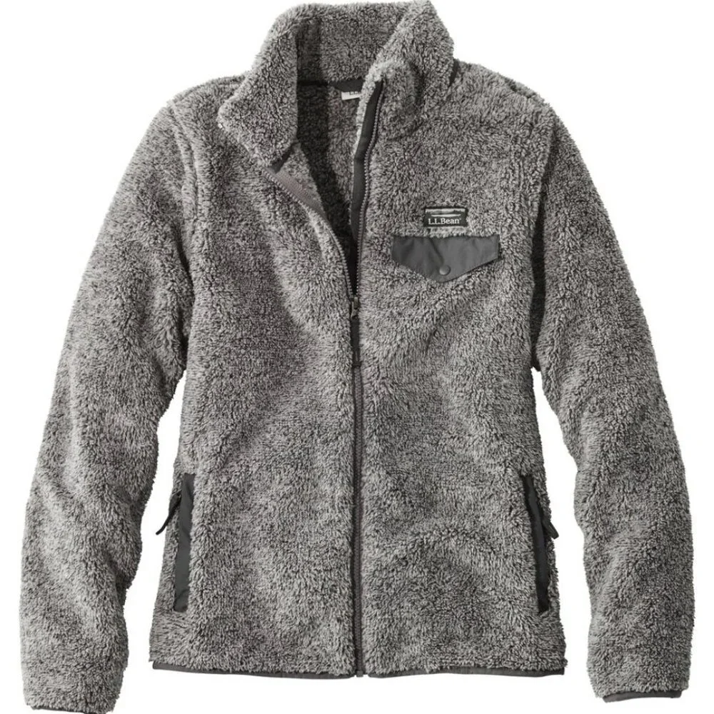 L.L.Bean Hi-Pile Fleece Jacket Gray Grey Large - Picture 3 of 14